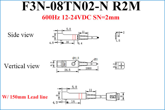Mały indukcyjny czujnik zbliżeniowy Front Sensing 2 mm NPN Flat